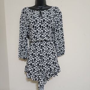 WHO WHAT WEAR Floral Romper Rayon Summer Boho size‎ Large  Black White